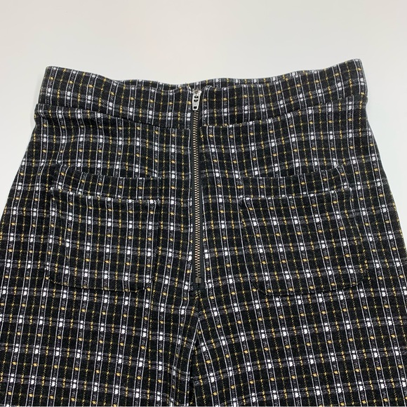 BP. Nordstrom Plaid Wide Leg Pants Black White Yellow Small High Waist Zip Front - Picture 4 of 10